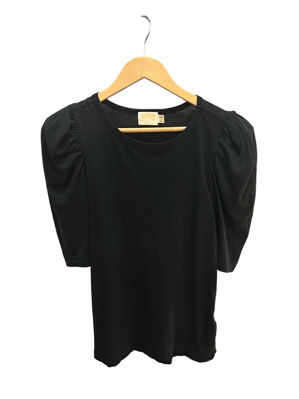 Nation LTD Black Puff-Sleeve Crew Neck Tee